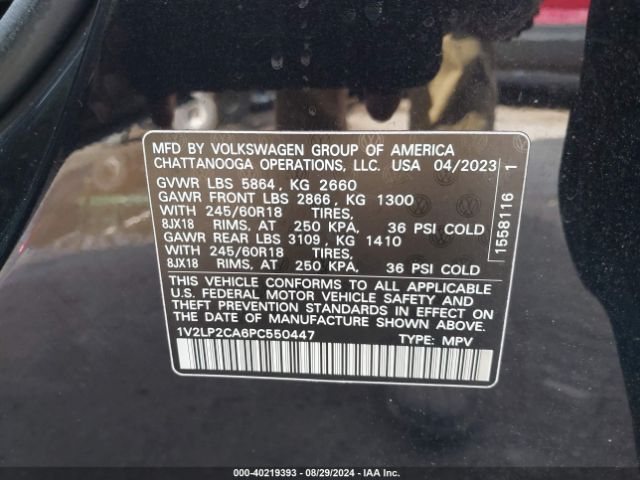 1V2LP2CA6PC550447 Volkswagen Atlas 2.0t Se