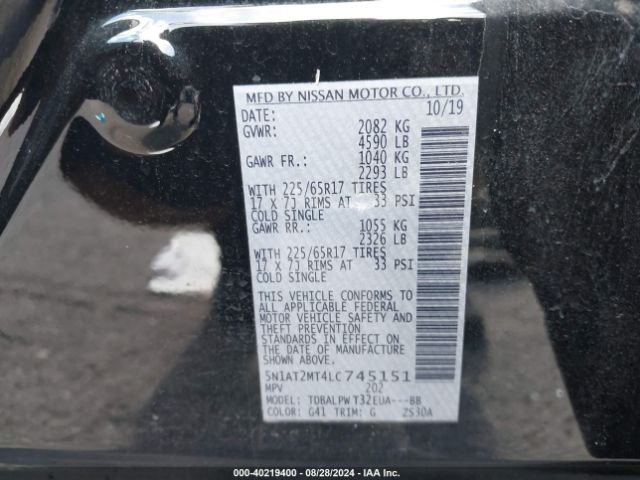 5N1AT2MT4LC745151 Nissan Rogue S Fwd