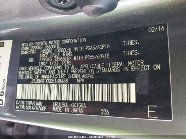 JTJBM7FXXG5138438 Lexus 460
