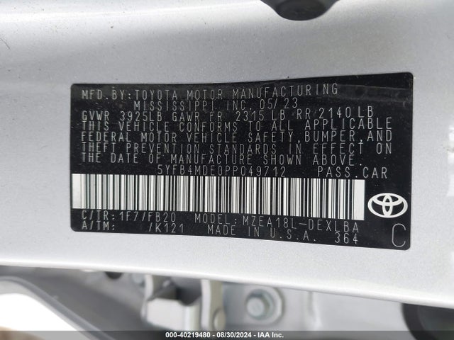 Toyota COROLLA LE 2023 5YFB4MDE0PP049712 Image 9