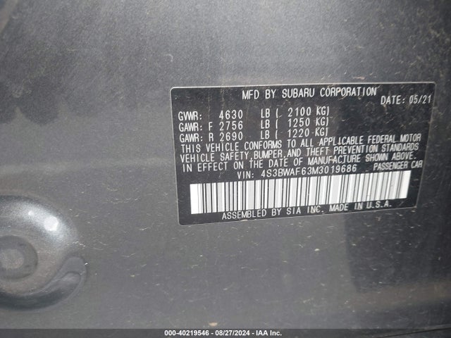4S3BWAF63M3019686 Subaru Legacy Premium
