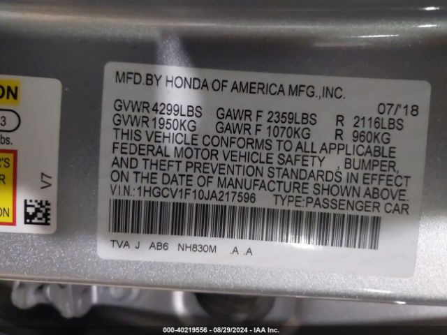 1HGCV1F10JA217596 Honda ACCORD LX