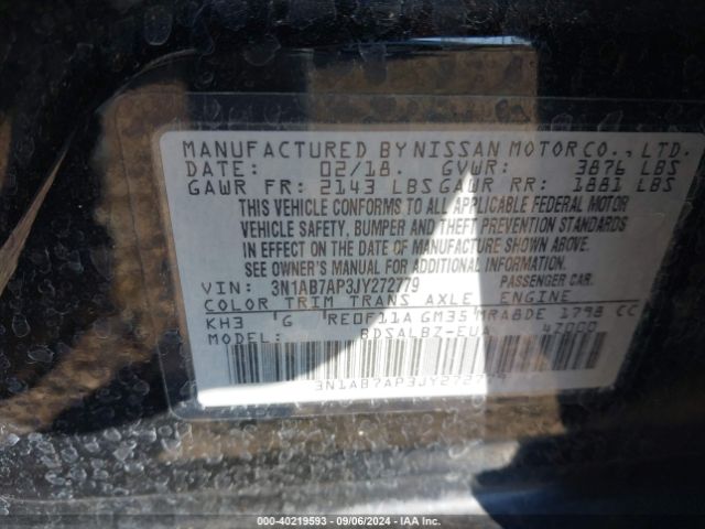 3N1AB7AP3JY272779 Nissan SENTRA S