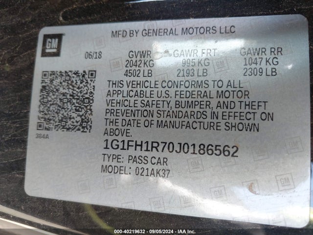Chevrolet CAMARO 2SS 2018 1G1FH1R70J0186562 Image 9