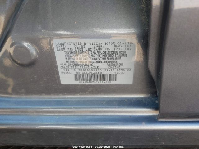 3N1CN8DV1PL856720 Nissan Versa 1.6 S Xtronic Cvt