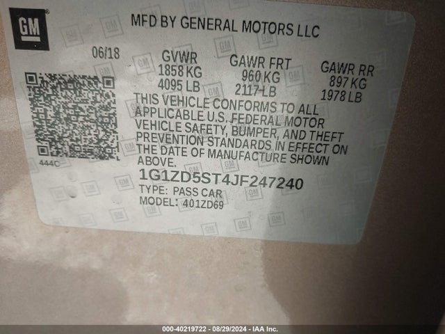 Chevrolet MALIBU LT 2018 1G1ZD5ST4JF247240 Image 9