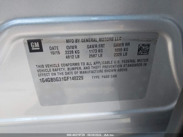 1G4GB5G31GF148229 Buick Lacrosse Leather