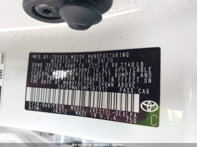 Toyota COROLLA LE 2021 5YFEPMAEXMP167917 Image 9