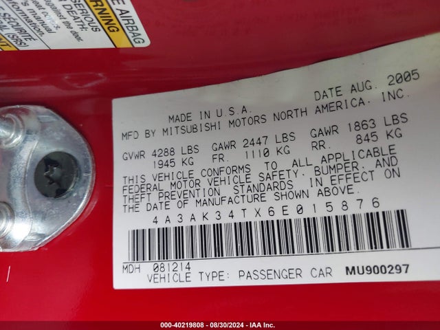2006 MITSUBISHI ECLIPSE 4A3AK34TX6E015876 Photo 8