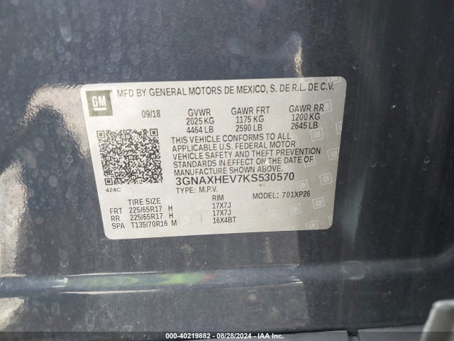 Chevrolet EQUINOX LS 2019 3GNAXHEV7KS530570 Image 9