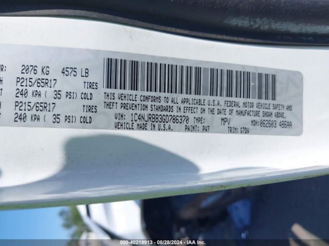 1C4NJRBB3GD786370 Jeep Patriot Sport Se