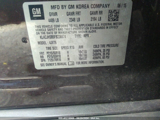 KL4CJHSB5FB236674 Buick Encore Premium