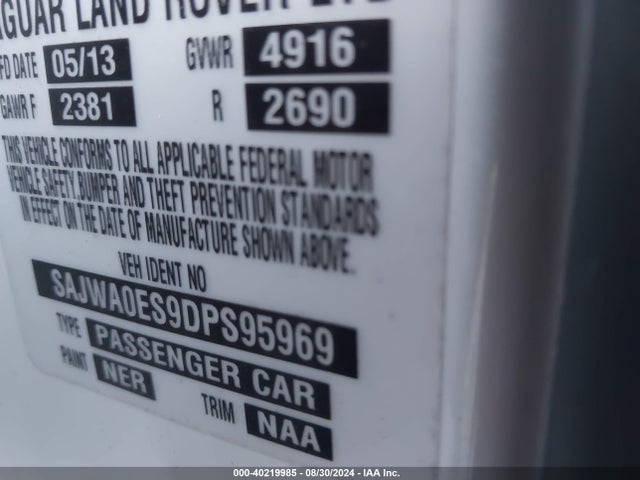 2013 JAGUAR XF SAJWA0ES9DPS95969 Photo 8