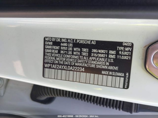 2020 PORSCHE CAYENNE E-HYBRID WP1AE2AYXLDA22234 Photo 8