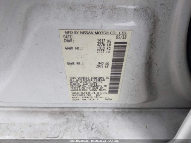 1N4AL3AP1JC260535 Nissan Altima 2.5 Sv