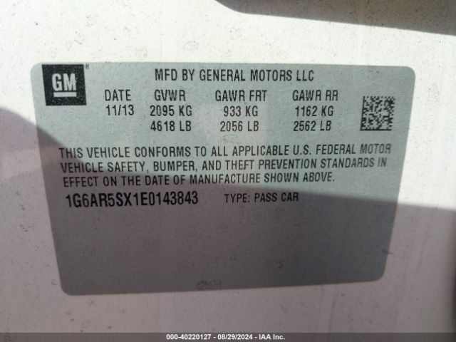 1G6AR5SX1E0143843 Cadillac CTS LUXURY