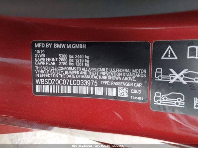 WBSDZ0C07LCD33975 BMW M8