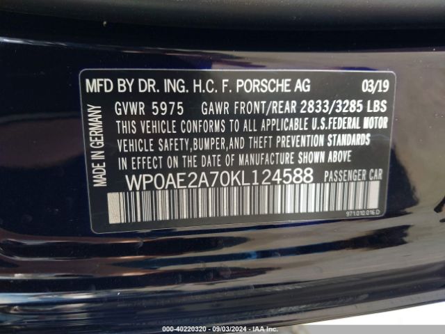 WP0AE2A70KL124588 Porsche Panamera E-hybrid 4