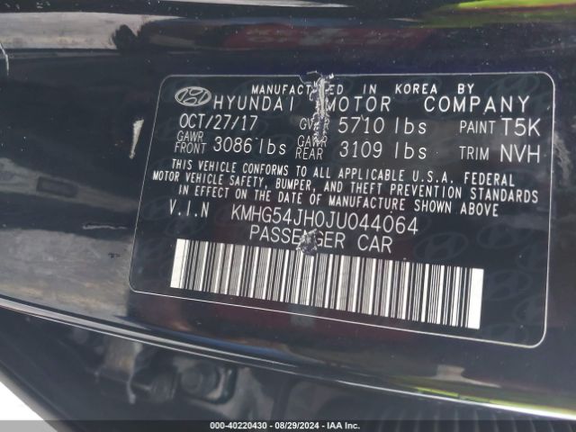 KMHG54JH0JU044064 Genesis G90 5.0 Ultimate