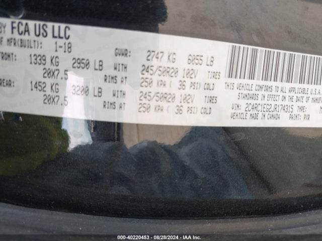 2C4RC1EG2JR174315 Chrysler Pacifica Touring L Plus