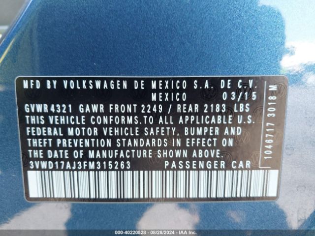 3VWD17AJ3FM315263 Volkswagen JETTA SE