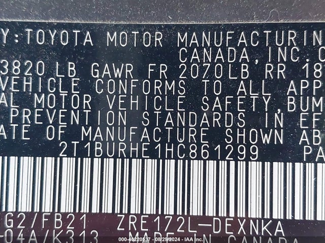 Toyota COROLLA LE 2017 2T1BURHE1HC861299 Image 9