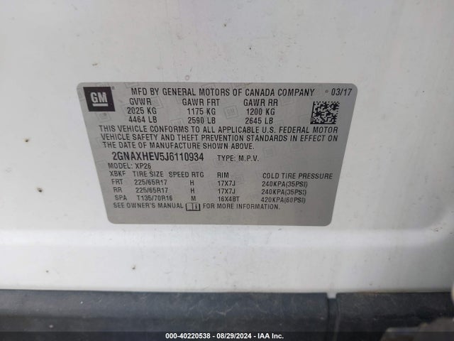 Chevrolet EQUINOX LS 2018 2GNAXHEV5J6110934 Image 9