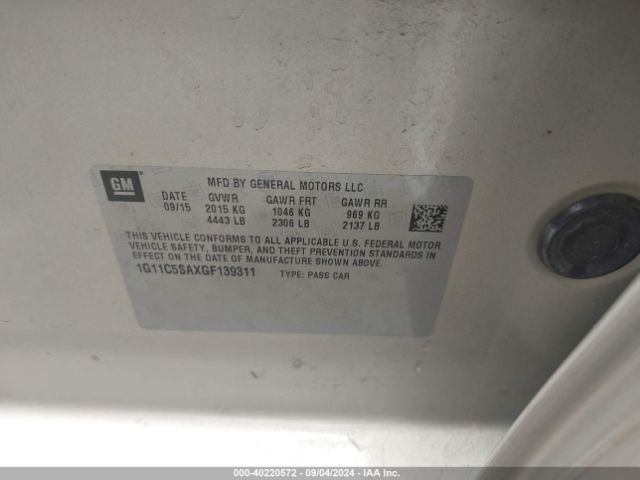 1G11C5SAXGF139311 Chevrolet Malibu Limited Lt