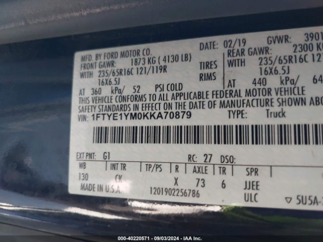 1FTYE1YM0KKA70879 Ford Transit-150
