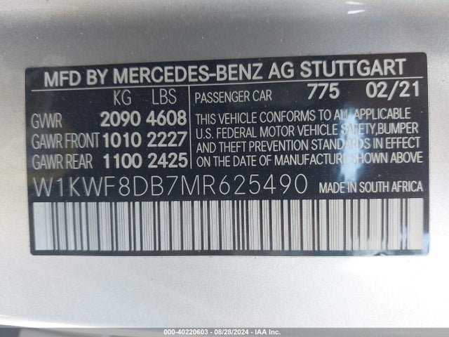 W1KWF8DB7MR625490 Mercedes-Benz C 300 Sedan