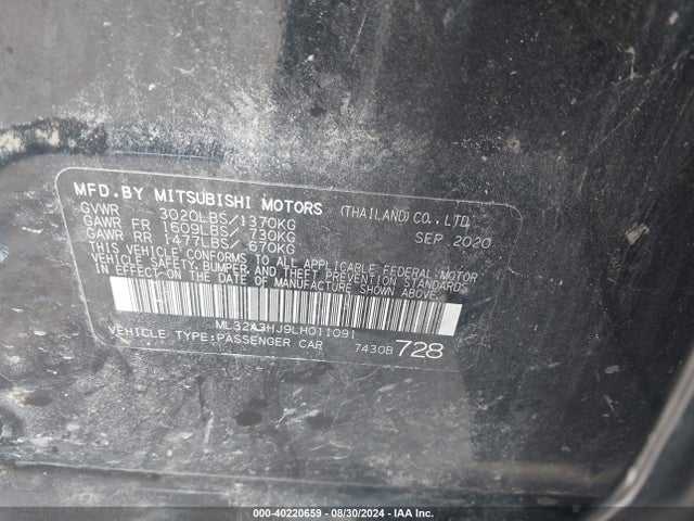 2020 MITSUBISHI MIRAGE ML32A3HJ9LH011091 Photo 8