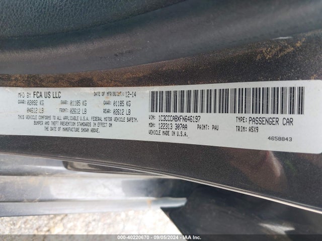 Chrysler 200 Limited 2015 1C3CCCABXFN646197 Image 9