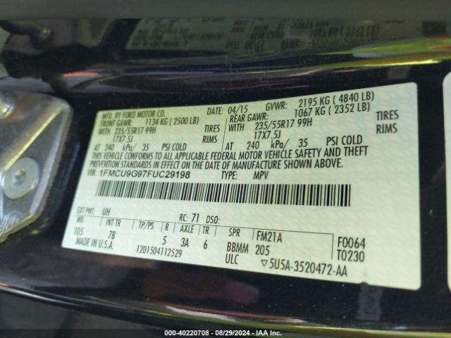 1FMCU9G97FUC29198 Ford ESCAPE SE