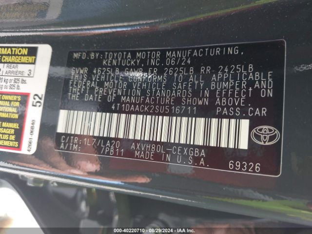4T1DAACK2SU516711 Toyota CAMRY XLE