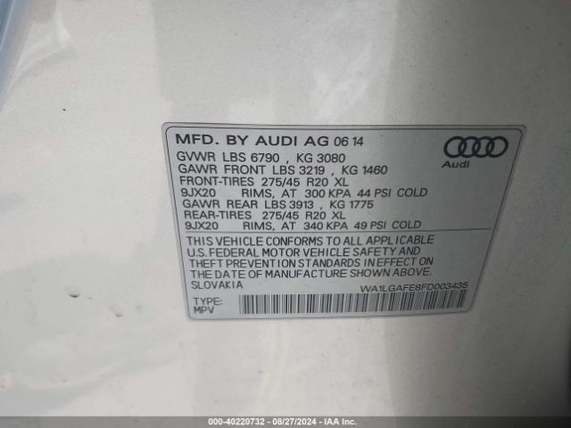 WA1LGAFE8FD003435 Audi Q7 3.0t Premium