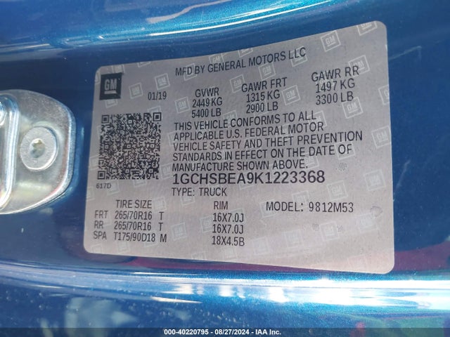 1GCHSBEA9K1223368 Chevrolet Colorado Wt
