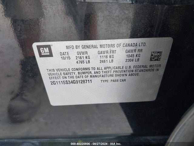 Chevrolet Impala 2lt 2016 2G1115S34G9128711 Image 9