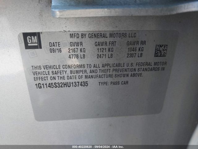 1G1145S32HU137435 Chevrolet IMPALA 2LZ