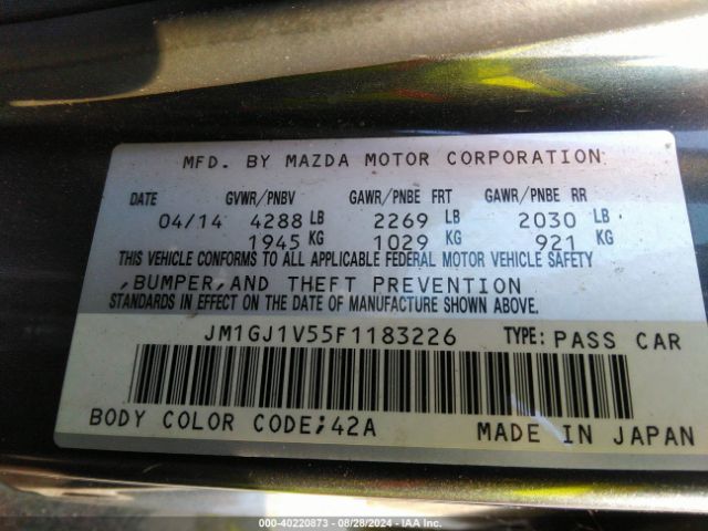 JM1GJ1V55F1183226 Mazda Mazda6 I Touring