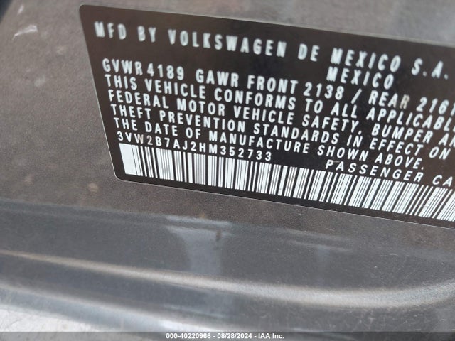 3VW2B7AJ2HM352733 Volkswagen Jetta 1.4t S