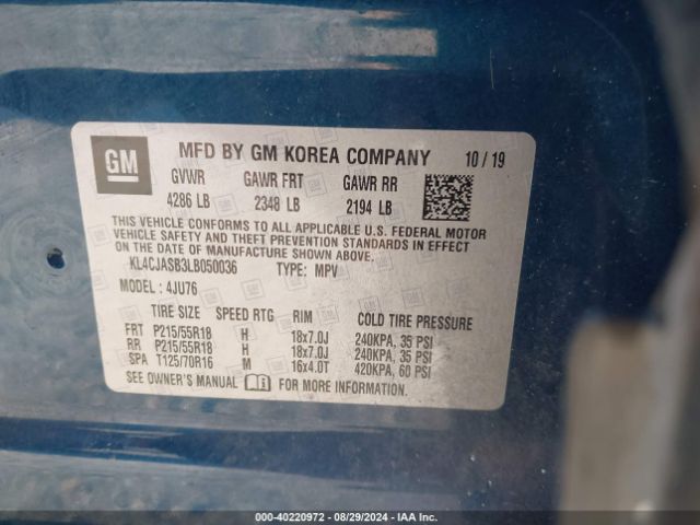 KL4CJASB3LB050036 Buick Encore Fwd Preferred