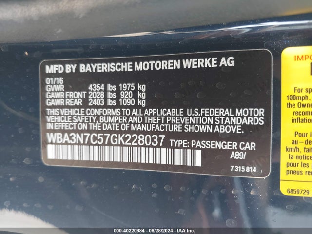 WBA3N7C57GK228037 BMW 428i