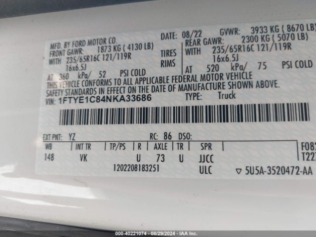 1FTYE1C84NKA33686 Ford Transit-150