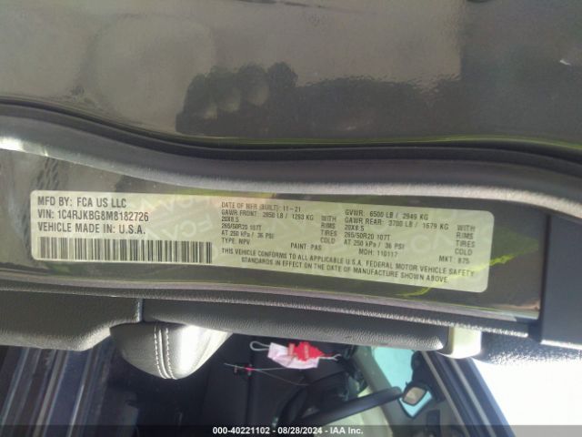 1C4RJKBG8M8182726 Jeep Grand Cherokee L Limited 4x4