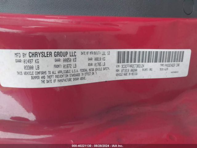 2012 FIAT 500 3C3CFFAR2CT383124 Photo 8