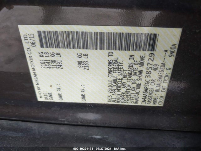Nissan Maxima 3.5 Sl 2016 1N4AA6AP3GC385729 Image 9