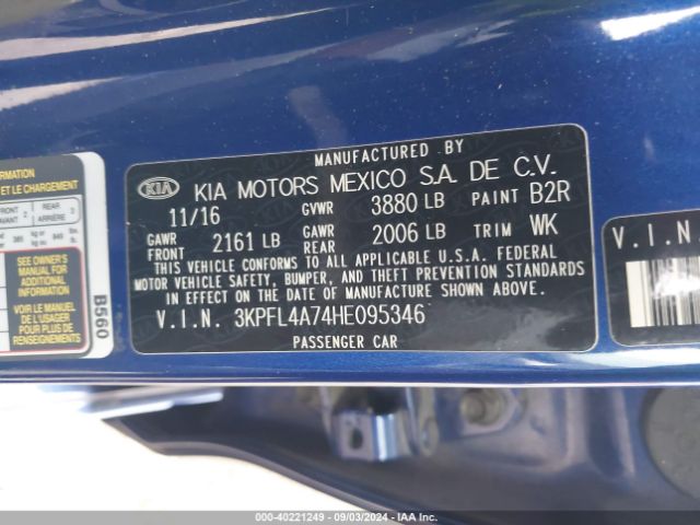 3KPFL4A74HE095346 KIA FORTE LX