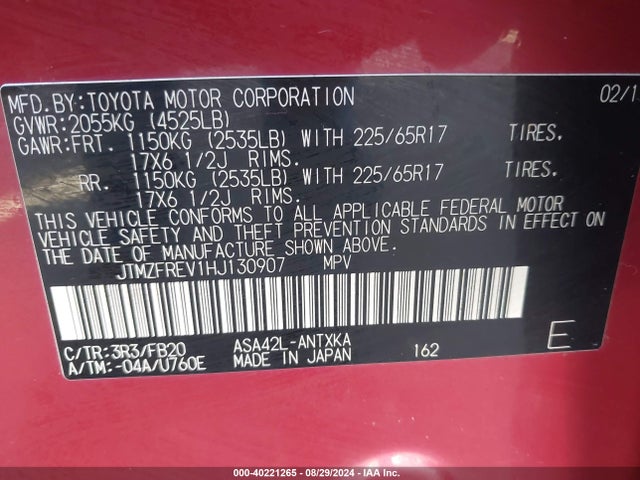 Toyota RAV4 LE 2017 JTMZFREV1HJ130907 Image 9