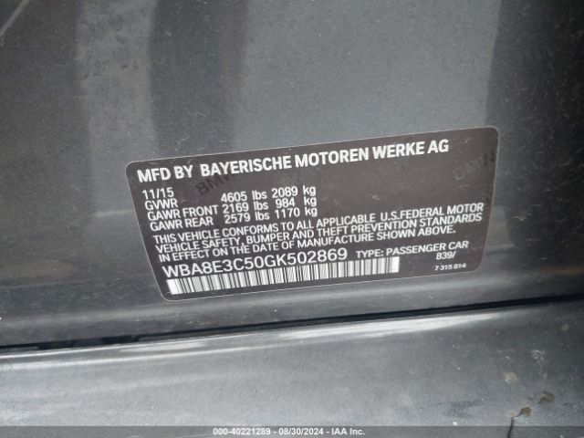WBA8E3C50GK502869 BMW 328i Xdrive