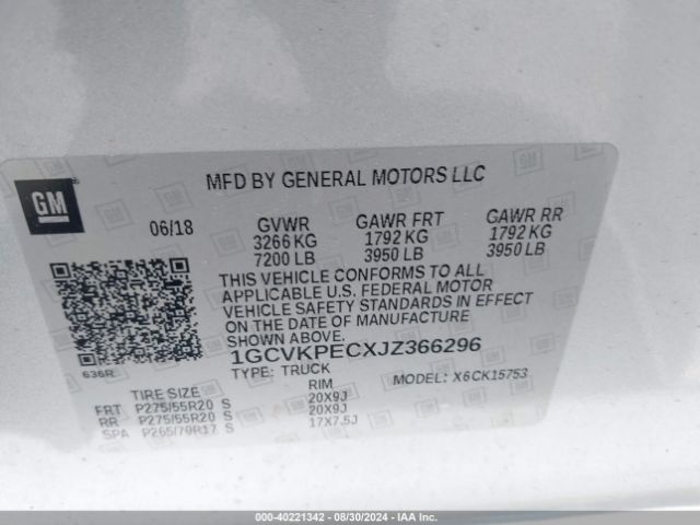 1GCVKPECXJZ366296 Chevrolet Silverado 1500 Custom